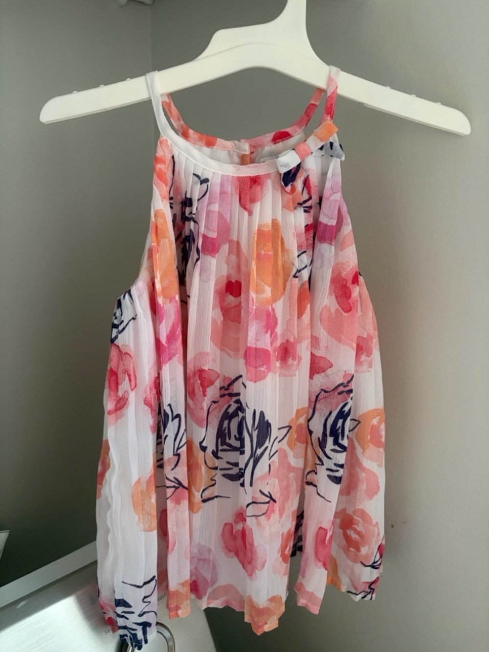 Janie and Jack Pink Peach Floral Bow Halter Dress